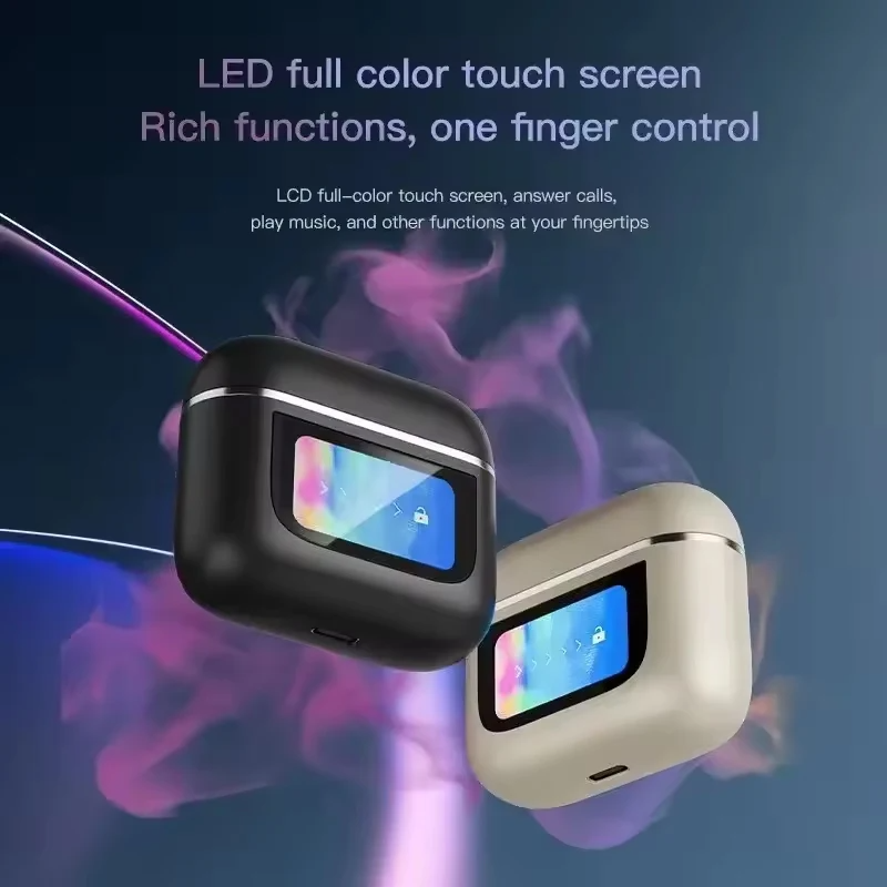 V8 Touch Screen Wireless Earbuds, Wireless Bluetooth ANC Headphones